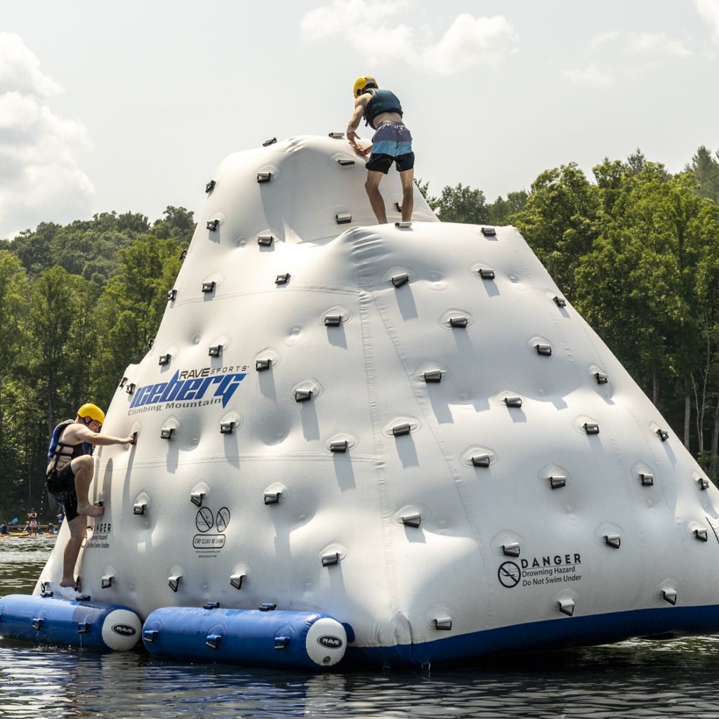 Scouts on the Iceberg at the water reality obstacle course during the 2023 National Scout Jamboree at The Summit Bechtel Reserve in Mount Hope, West Virginia. (BSA Photo by Leo He)..**********Beginning of Shooting Data Section**********.20230724-14-57-12--LH     date - 7/24/23     time - 14:57:12